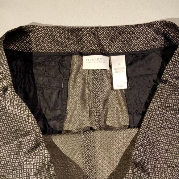 ELISABETH by Liz Claiborne Pants sz 16W Silk Shiny Silver Diamond Print NWT - Picture 6 of 12